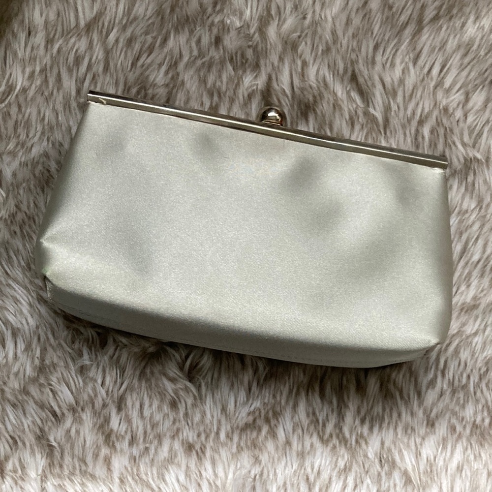 Vintage 90’s Liz Claiborne Satin Clutch in soft silver